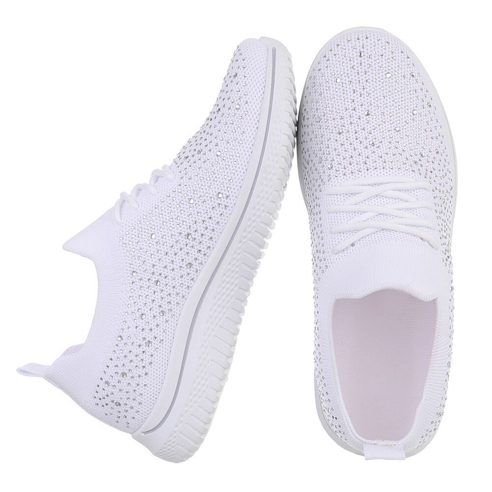 Ital-Design Bequemer Sneakers für Damen mit atmungsaktivem Obermaterial Sneaker (91554392) Flach Sneakers Low in Weiß
