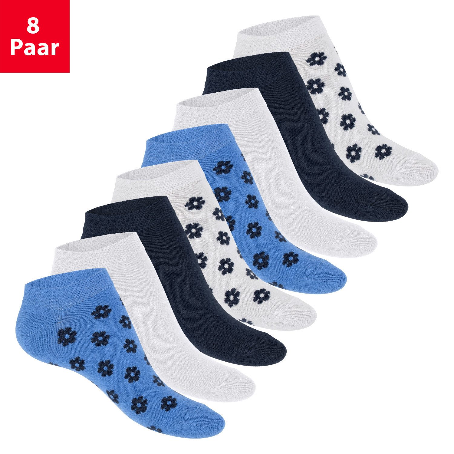 Footstar Sneakersocken Süße Damen Sneaker Socken (8 Paar) Kurze Söckchen mit Muster