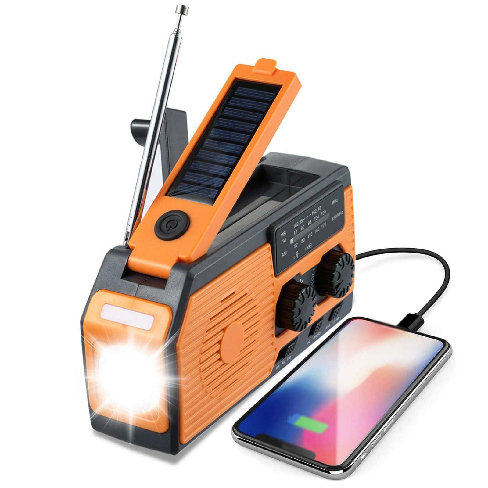 Tekoo Notfallradio mit Solar & Powerbank, Kurbelradio AM/FM/SW Notfallradio (UKW (FM), MW (AM), KW (SW), 4-Wege-Stromversorgung, Notfall-Powerbank, IPX3 spritzwassergeschützt)