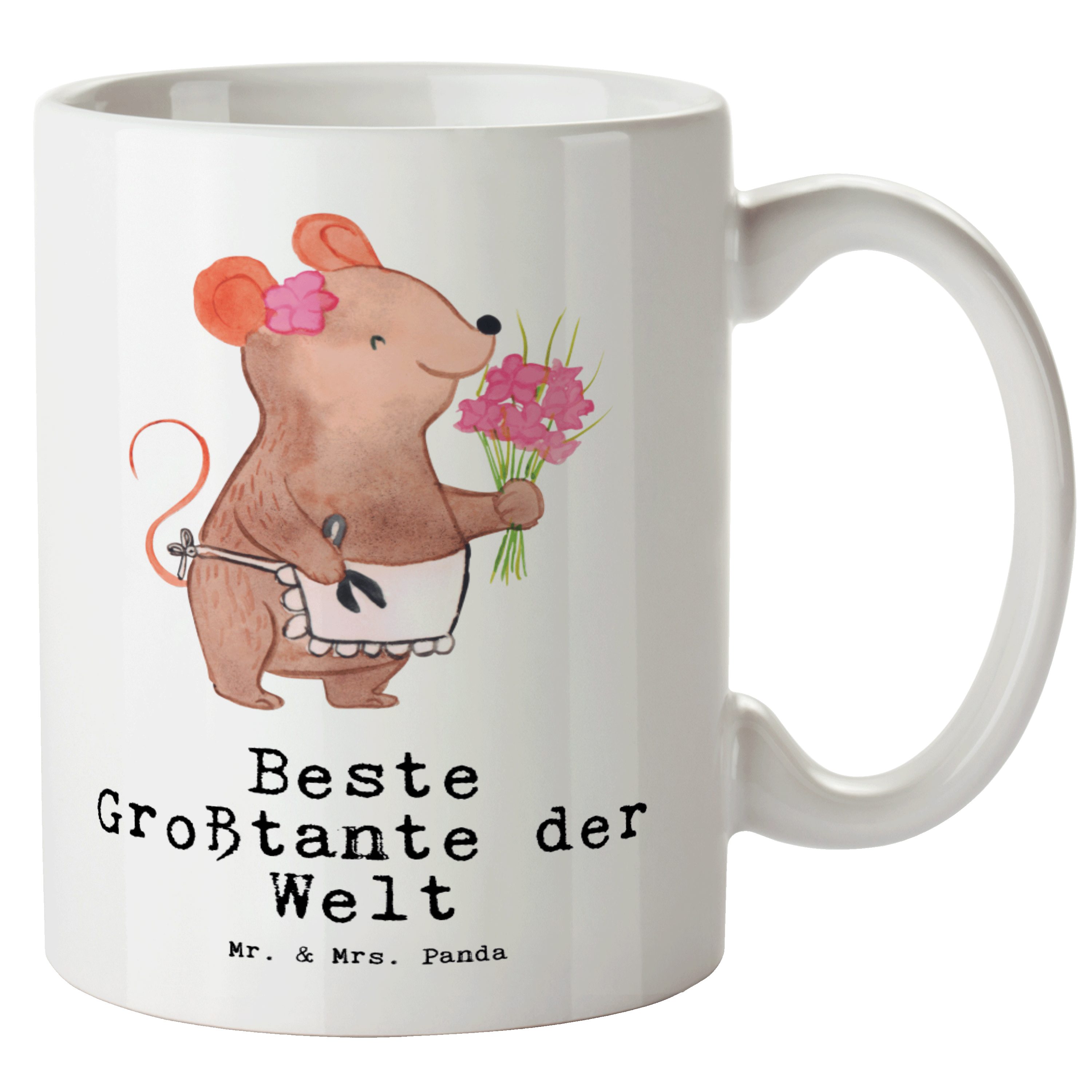 Mr. & Mrs. Panda Tasse Maus Beste Großtante der Welt - Weiß - Geschenk, Kleinigkeit, Geburts, XL Tasse Keramik