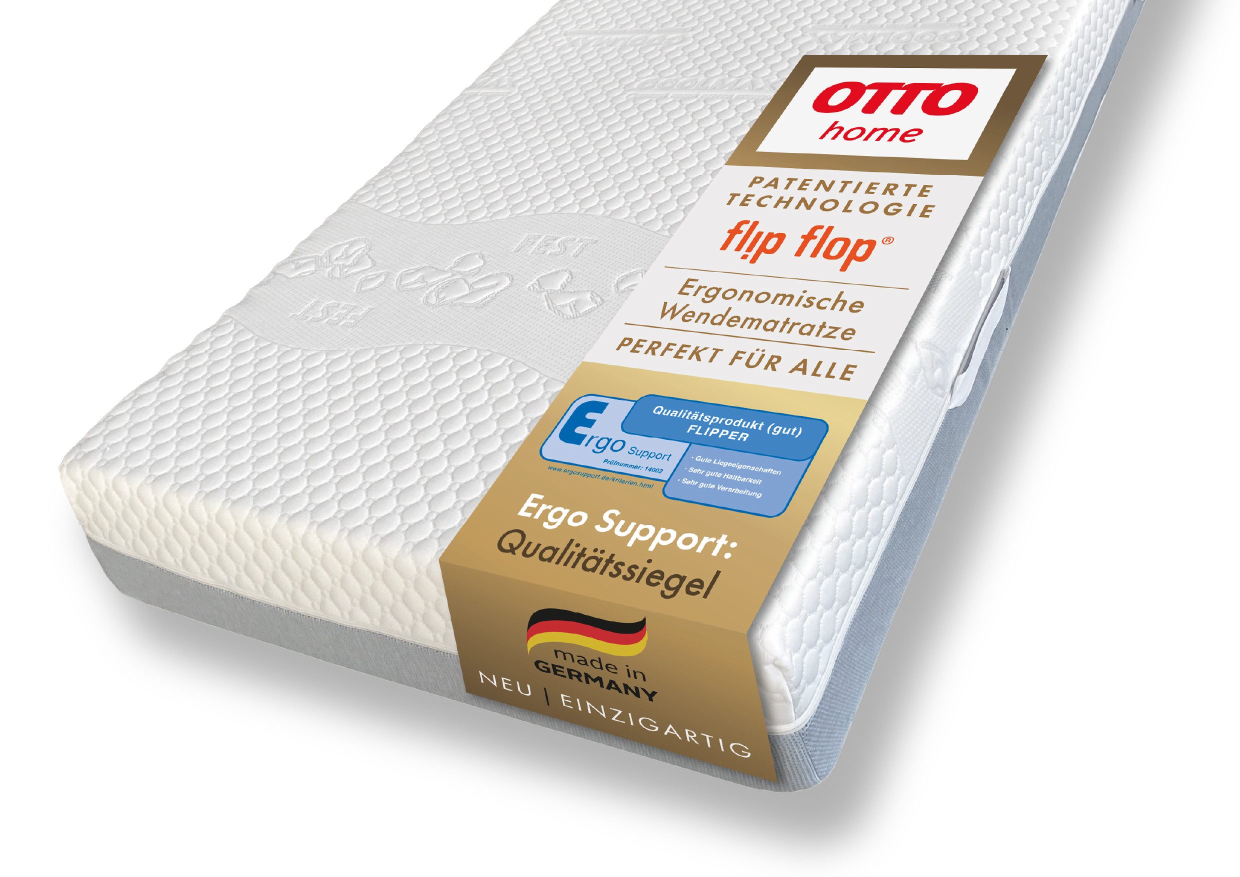 Hybridschaum-Matratze NEUHEIT, PREMIUM Flipper, 90x200, 140x200 cm, langlebig RG 39, OTTO home, 25 cm hoch, besondere, ergonomische Schulterzone, H2+3/H3+4/H4+H5, Wendematratze