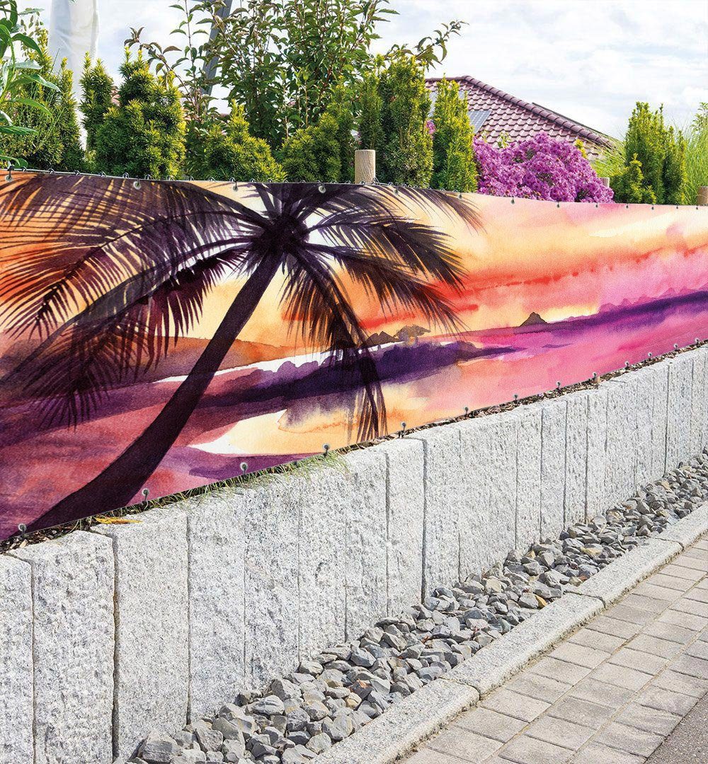 MyMaxxi Sichtschutzzaunmatten Zaunbanner Sonnenuntergang Strand Sichtschutz günstig online kaufen