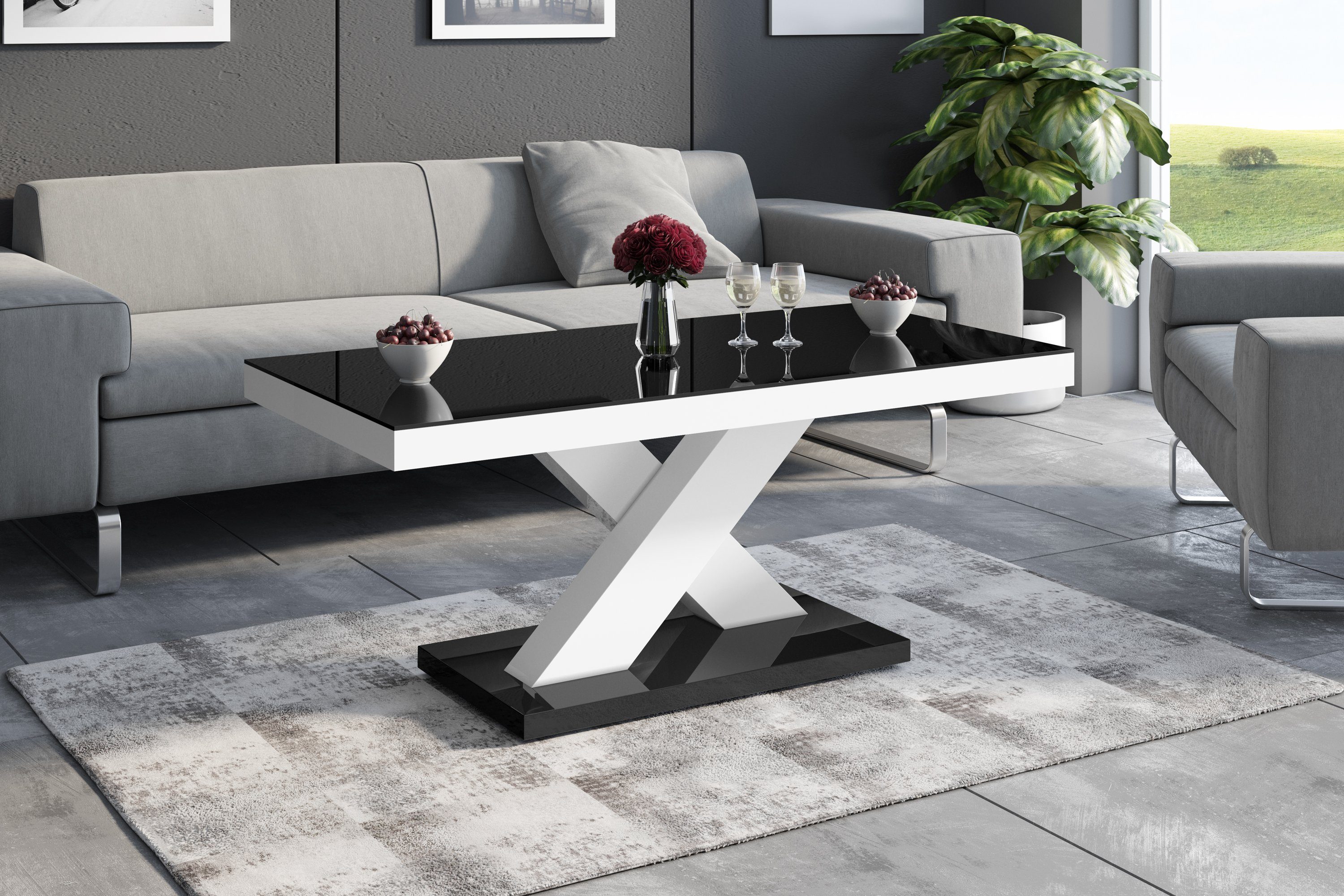 designimpex Couchtisch »Design Couchtisch H-888 Grau / Weiß Hochglanz  Highgloss Tisch Wohnzimmertisch« online kaufen | OTTO