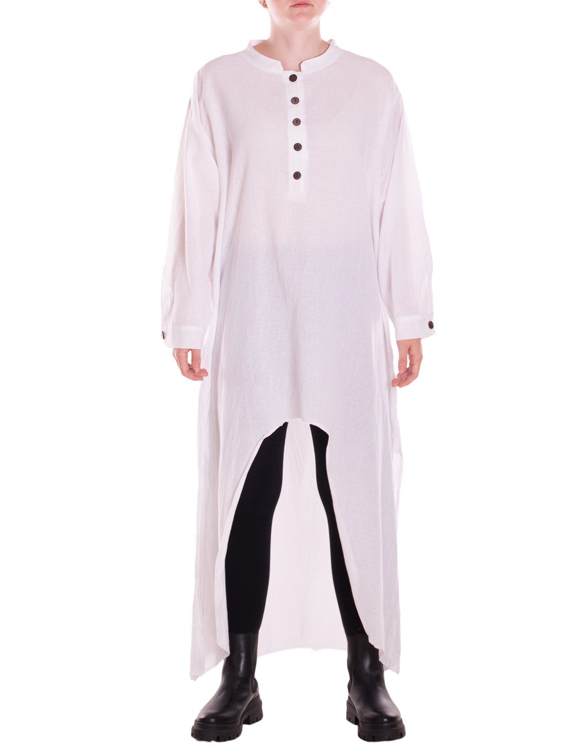 Vishes Maxikleid Oversize Shirtkleid Einheitsgröße XXXL mit Holzknopfleiste Alternative Bekleidung, Ethno, Hippie, Retro Style