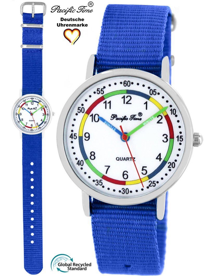 Pacific Time Quarzuhr Kinder Armbanduhr First Lernuhr nachhaltiges Wechselarmband, Mix und Match Design - Gratis Versand royalblau