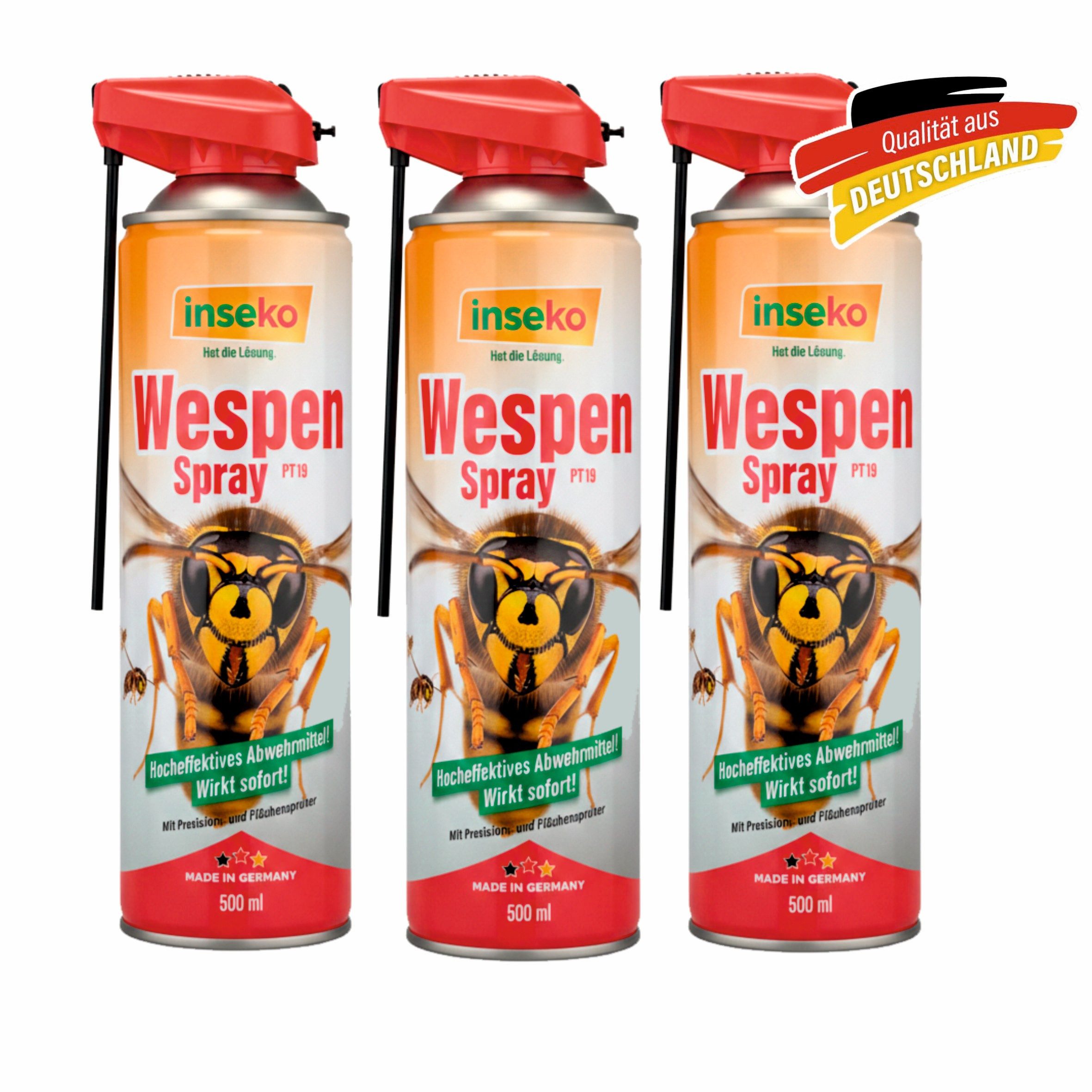 Inseko Wespenspray 3x inseko Wespenspray 500 ml - effektive Sofortwirkung (PT19), 3-St., gegen Wespen & Wespennester