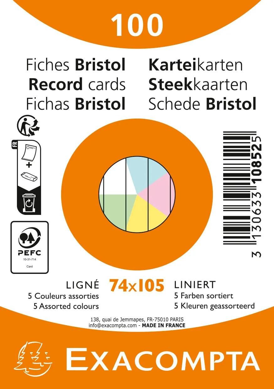 EXACOMPTA Karteikarten 40x Karteikarten A7 100 Stück, liniert, nicht gelocht sortiert 10852E, Karteikarten