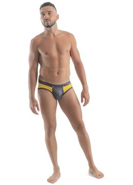 Geronimo Slip Erotic Push or Zipp Mini-Slip mit Druckknöpfen Yellow S (Mini-Slip, 1-St., Lederoptik)