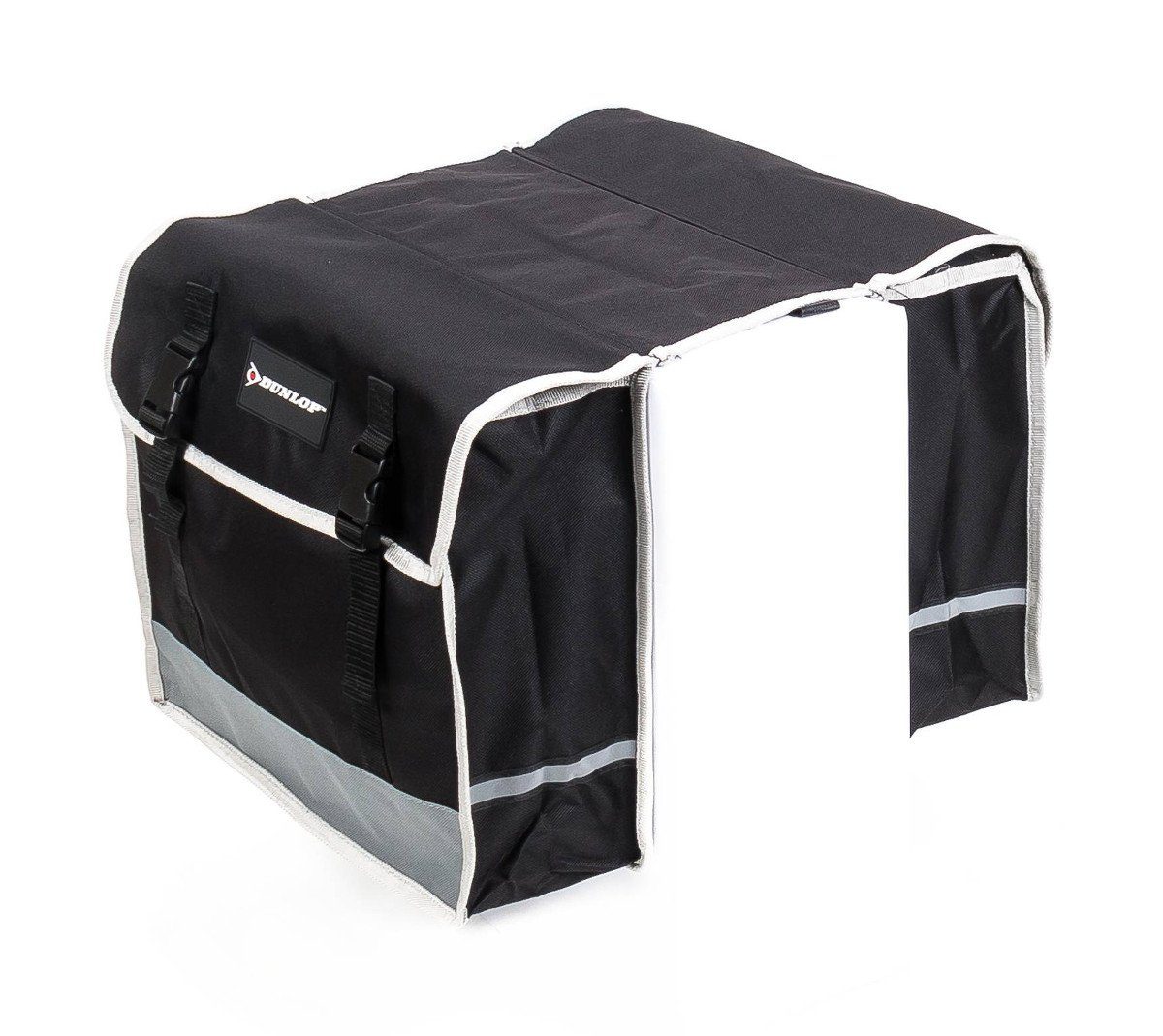 Dunlop Fahrradtasche Doppel Gepäckträger Satteltasche, Fahrradtasche mit Clip-Verschluß und Reflektoren