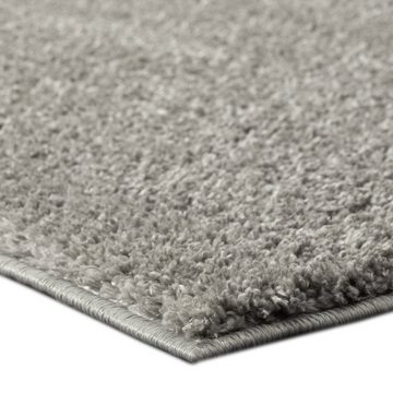 Teppich Waschbarer Shaggy Teppich für Badezimmer – rutschfest – in grau, Carpetia, rechteckig, Höhe: 25 mm, Je Licht heller / dunkler erscheinend, Geeignet für Fußbodenheizung, Waschbar