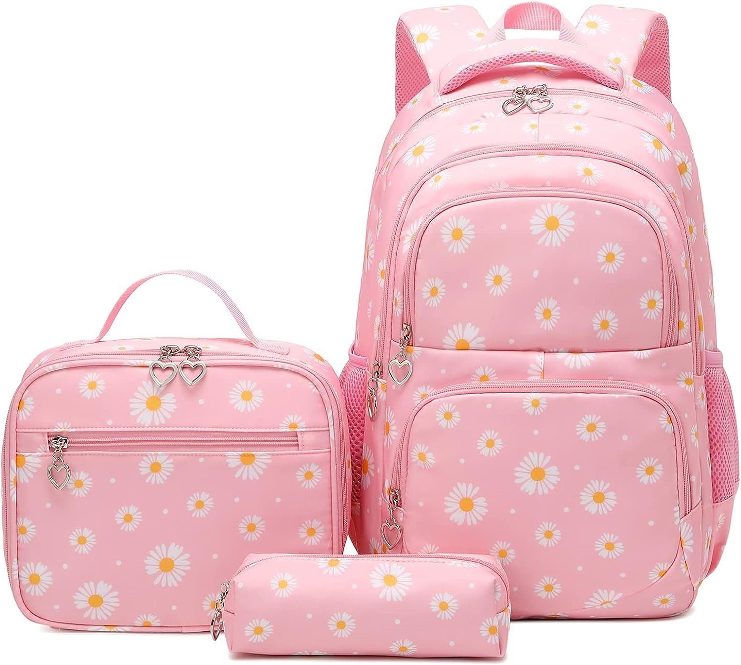 feinlux Schulrucksack Mädchen Teenager Damen Schultasche (Set, Teenager Schultasche), Abrieb- und Reißfestigkeit, Großes Fassungsvermögen, Tragbar
