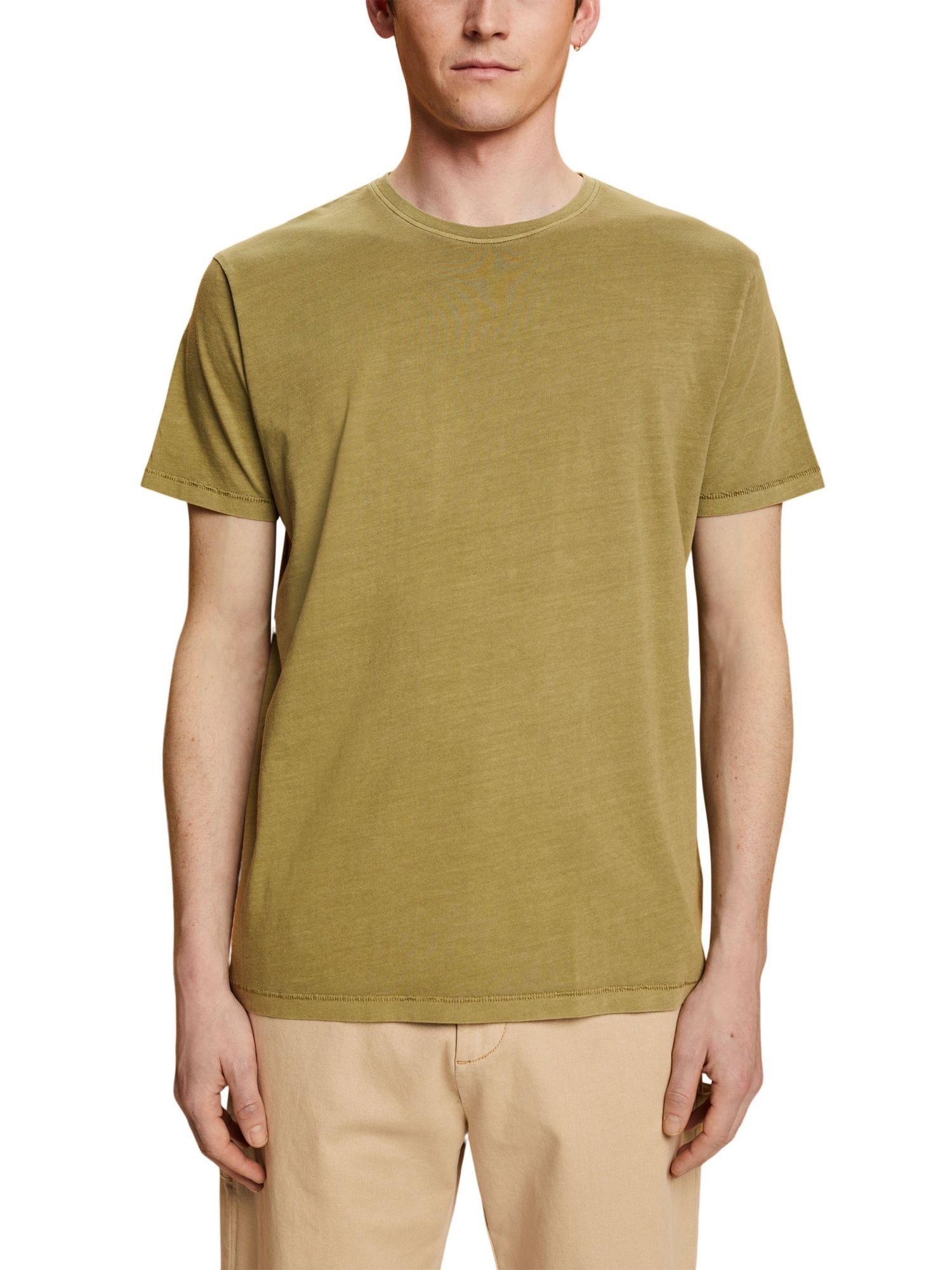 edc OLIVE 100 % by T-Shirt T-Shirt (1-tlg) Baumwolle Washed-Look, Esprit im