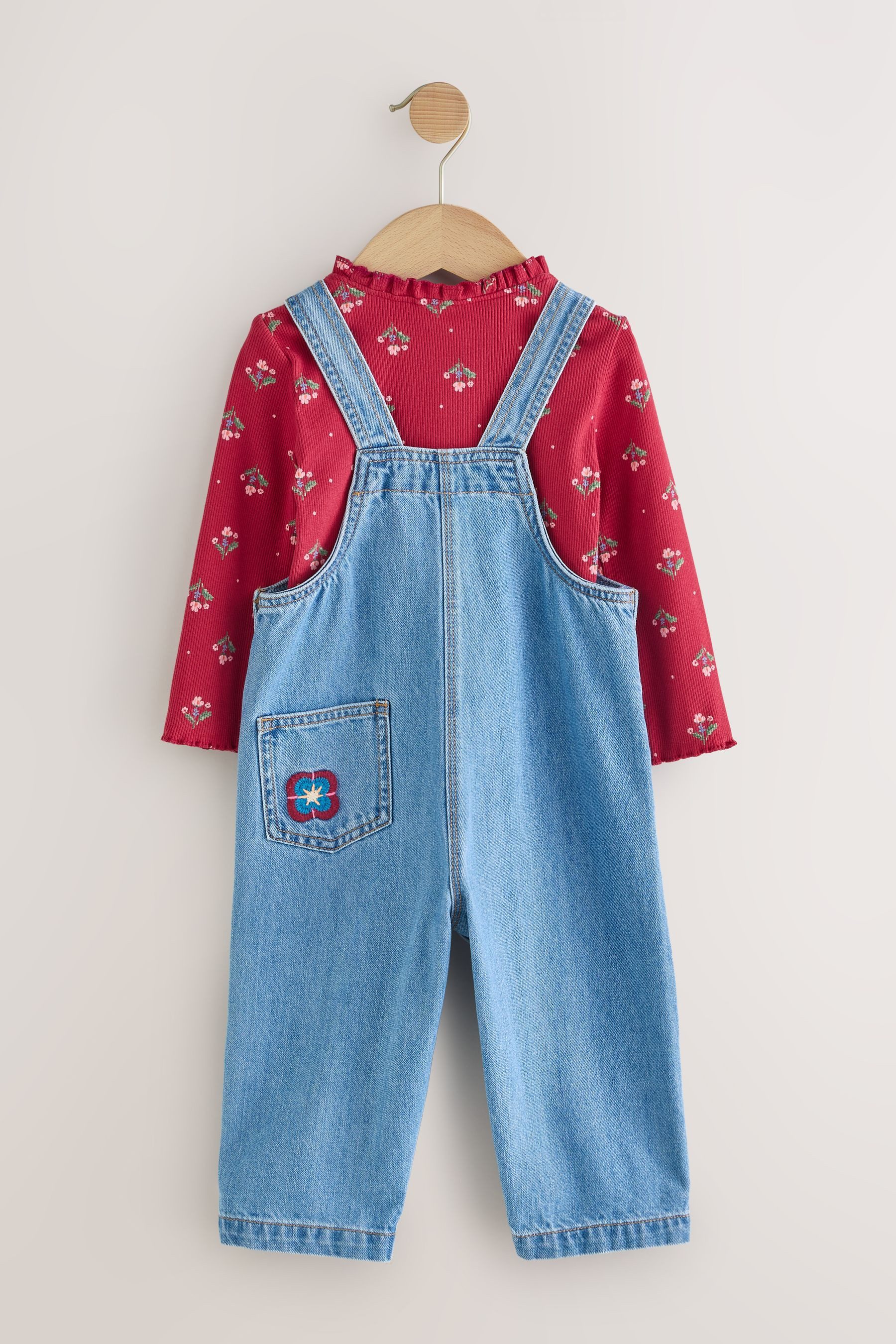 Next Jeanslatzhose Latzhose mit Blumenstickerei (2-tlg) günstig online kaufen