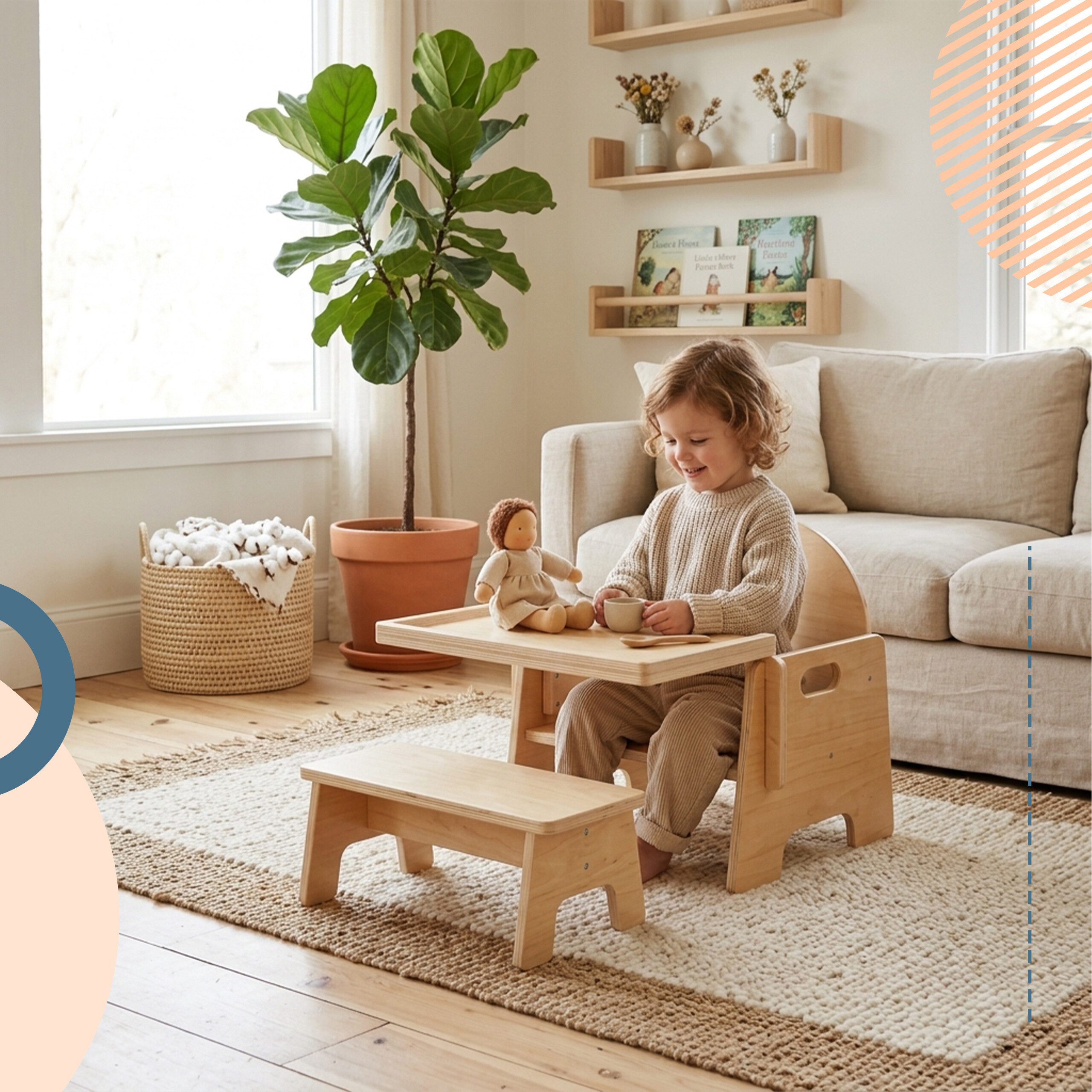 relaxdays Kinderstuhl ab 1 Jahr, mit Tisch