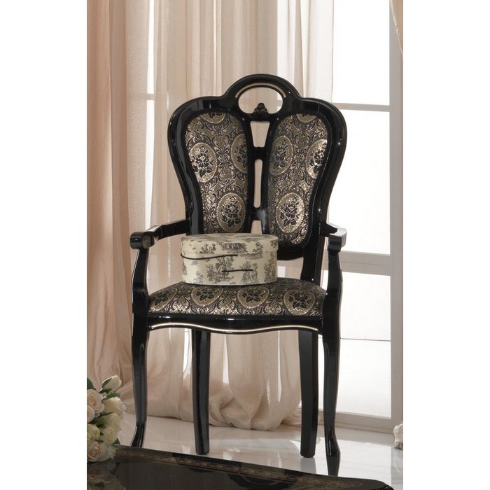 JVmoebel Stuhl Holz Stuhl Esszimmerstuhl Designer Textil Königliche Stühle Sessel Italien Möbel