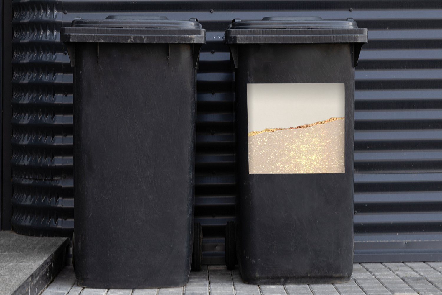 Wandsticker Design Gold Mülleimer-aufkleber, Rosa - Mülltonne, Sticker, MuchoWow - Glitzer Container, - - Schick St), (1 Abfalbehälter