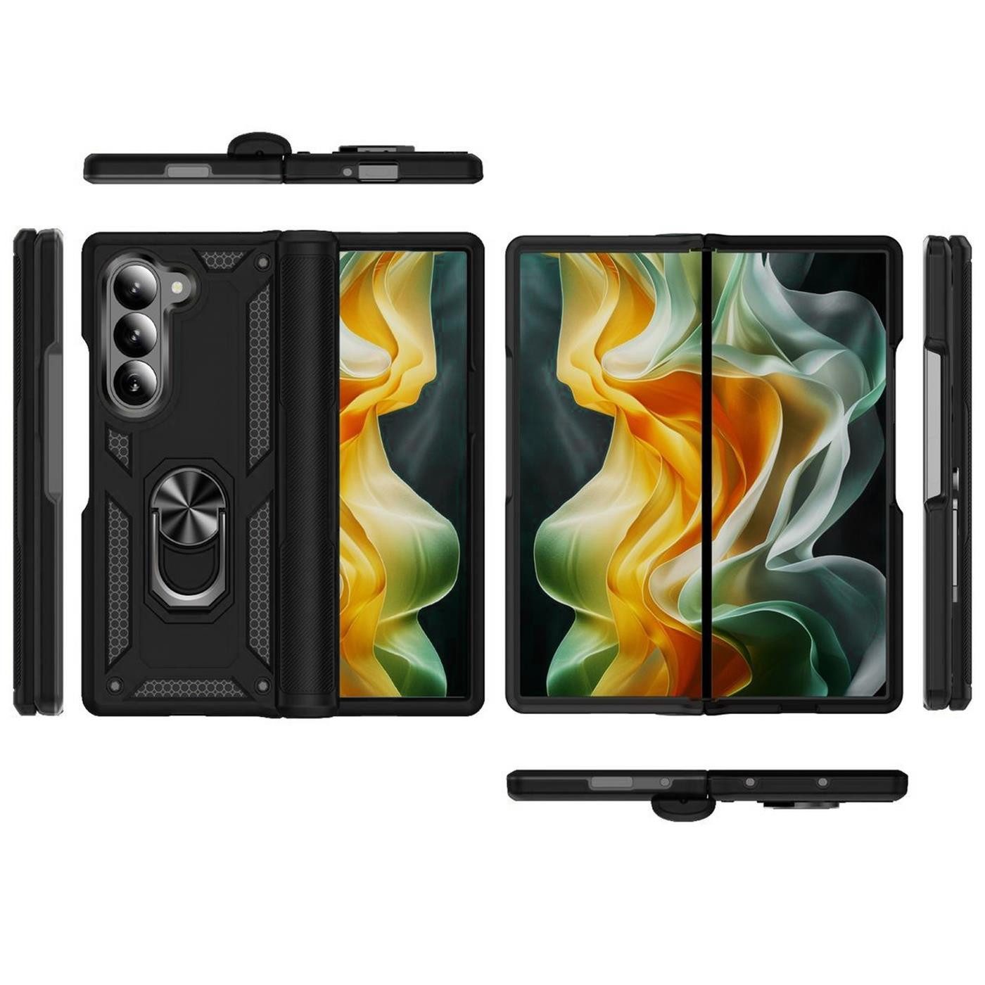 CoolGadget Handyhülle Armor Shield Case für Samsung Galaxy Z Fold 6 7,6 Zoll, Outdoor Cover Magnet Ringhalterung Handy Hülle für Galaxy Z Fold 6 5G