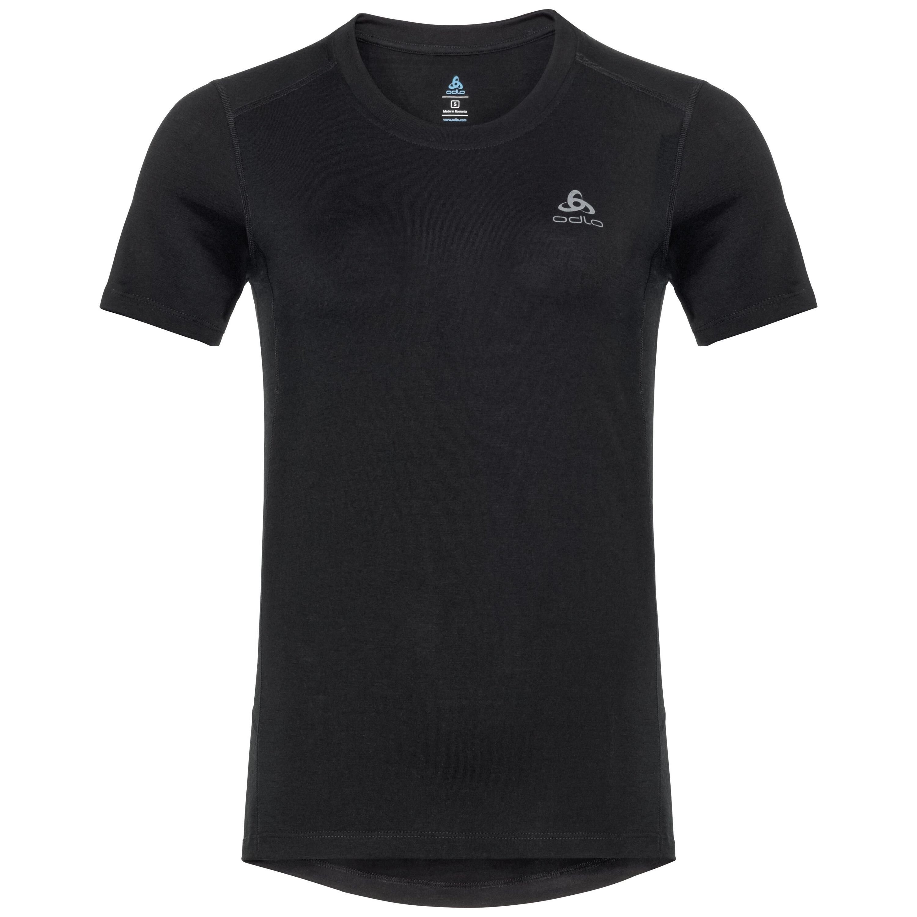 Damen Layer T-Shirt Odlo Black Merino Funktionsunterhemd Base Warm