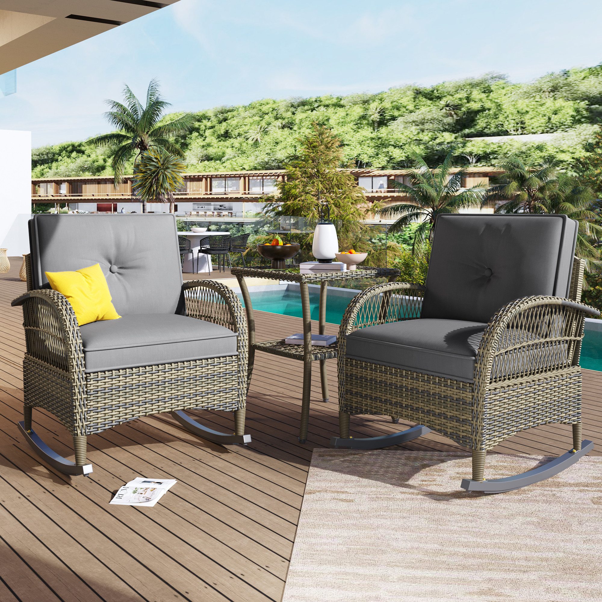 Merax Balkonset, (Gartenmöbel Gartenlounge, 3-tlg., mit günstig online kaufen