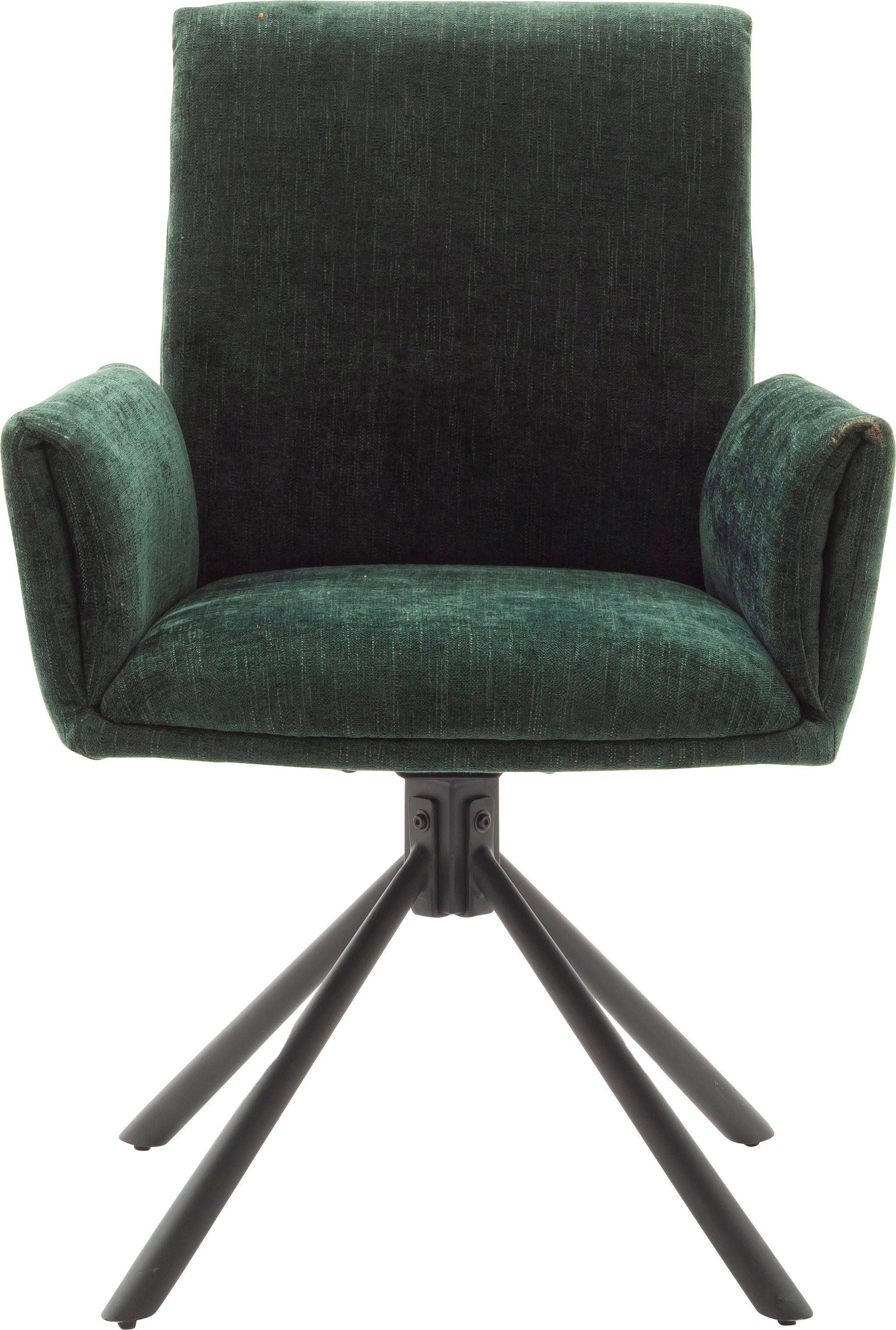 mit | Nivellierung, Optik in furniture matt Stoffbezug Chenille MCA Schwarz lackiert Boulder, 4-Fußstuhl Olive 180°drehbar