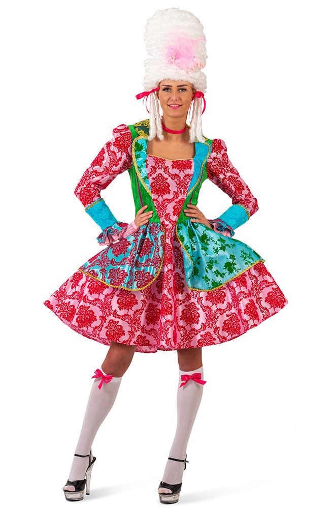 Karneval-Klamotten Kostüm Rokoko Damen bunt Vikorianisches Barock Kleid, Frauenkostüm Marquise Mehrfarbig Partnerkostüm Historisch Karneval