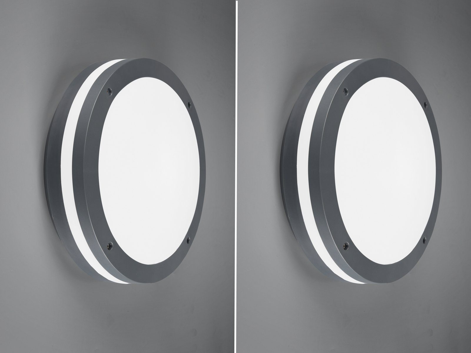 TRIO Leuchten LED Außen-Deckenleuchte, Bewegungsmelder, LED fest integriert, Warmweiß, 2er-Set Terrassenleuchten mit Bewegungsmelder für Hauswand, Ø 30cm