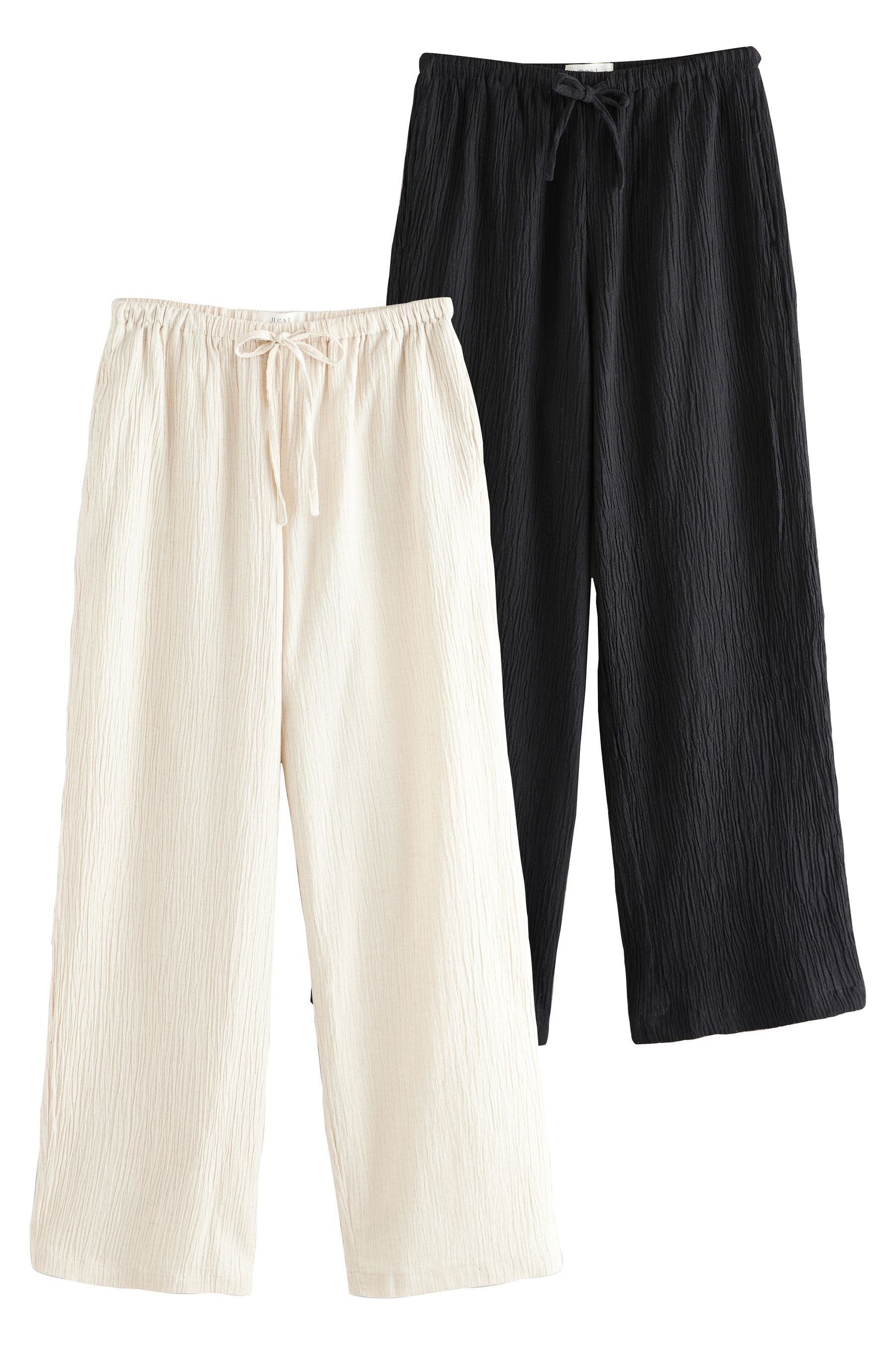 Next Stoffhose Strukturierte Hose mit weitem Bein, 2er-Pack (2-tlg) günstig online kaufen