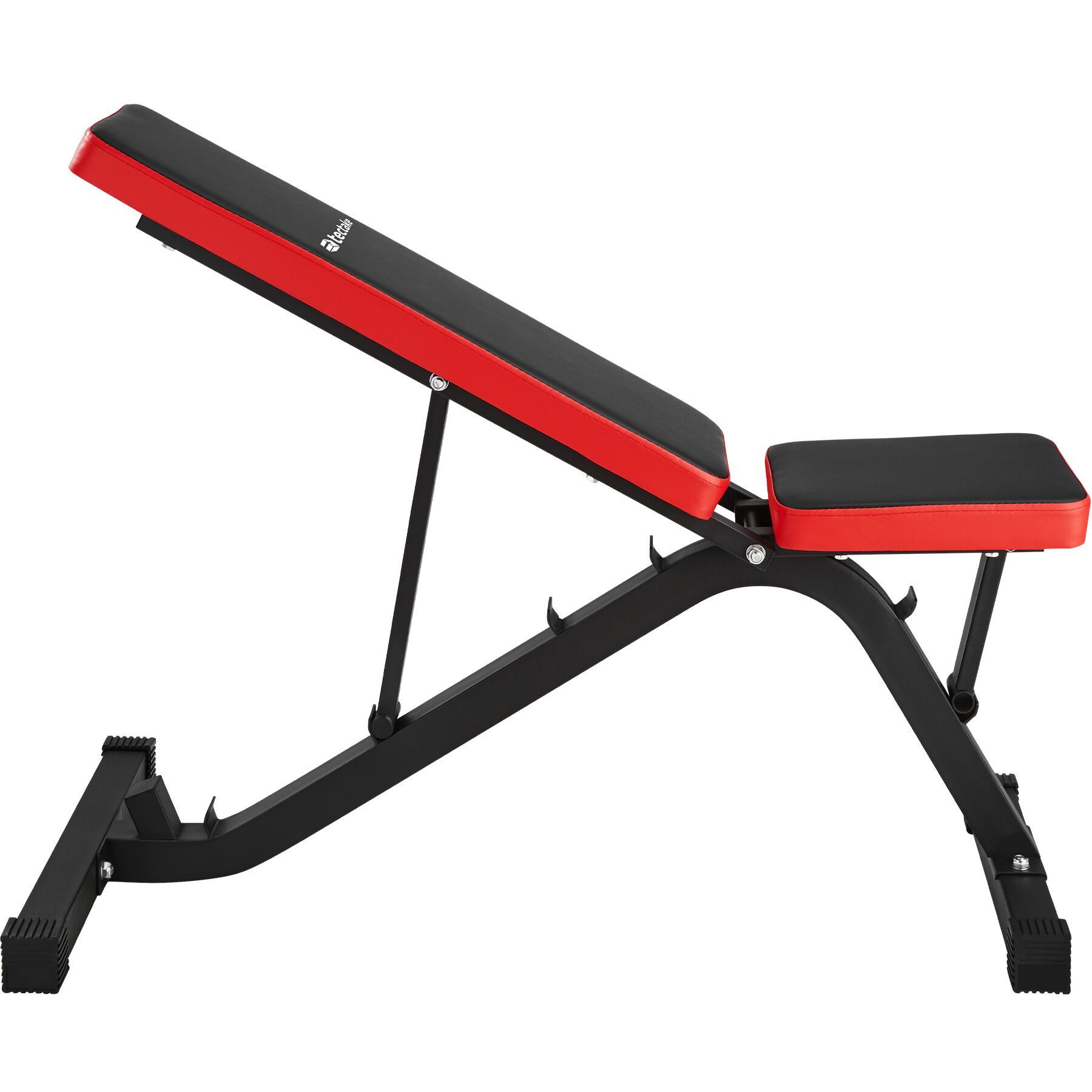 tectake Hantelbank Fitnessbank, rutschfest, 116 x 51 x 122 cm, mit Schnellverstellung, (Trainingsbank, in schwarz/rot), Rückenlehne 4-fach verstellbar, gepolstert mit Kunstlederbezug