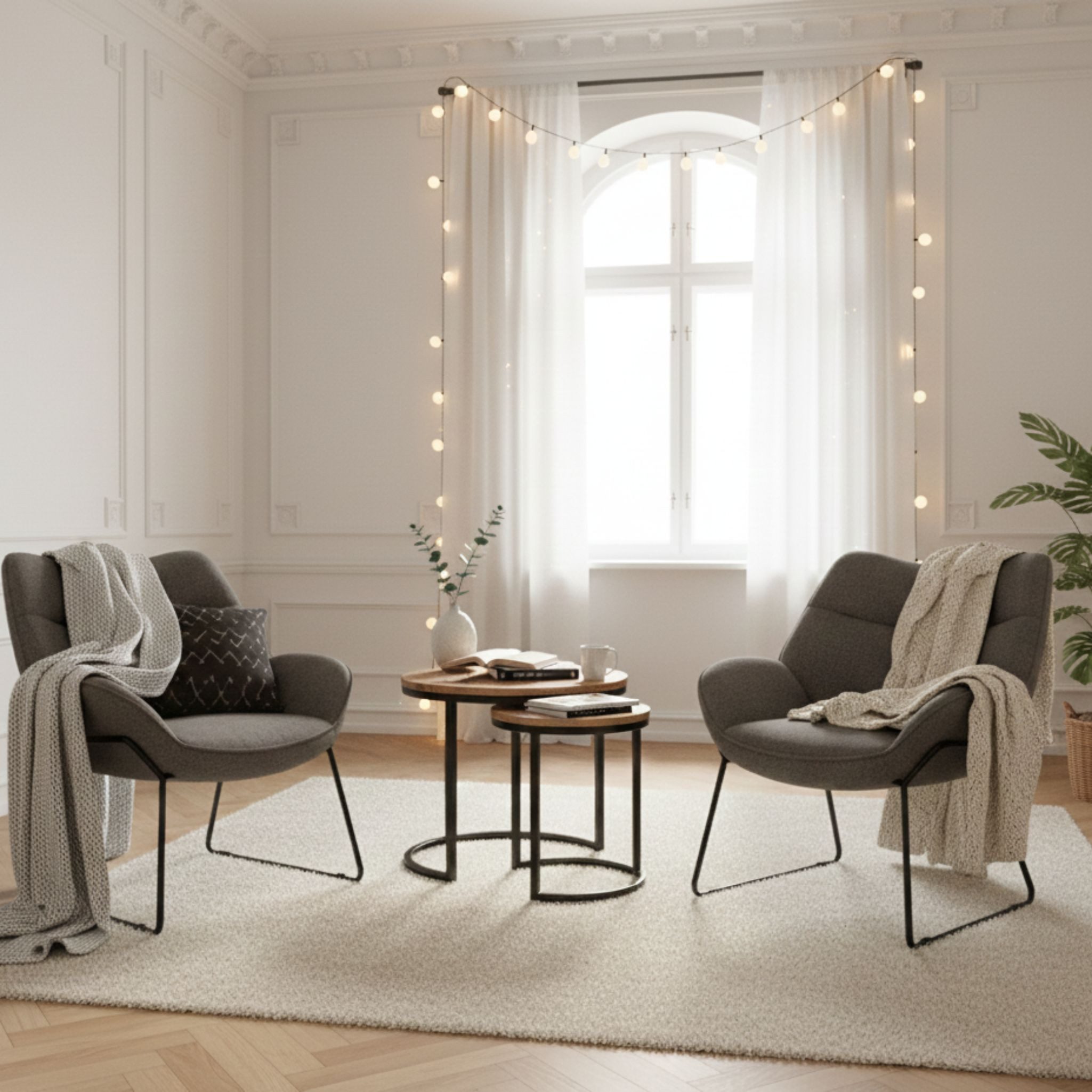 MR.DEKO Essgruppe Polstersessel-Set Aliano 2x dunkelgrau & Fermo Beistellti günstig online kaufen