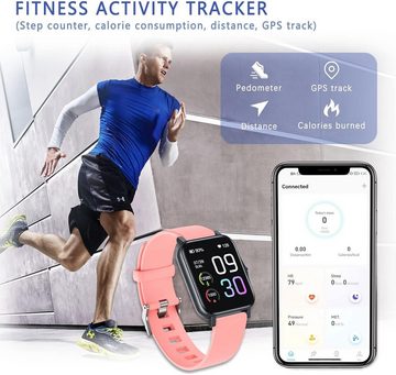 MICGIGI Smartwatch (1,69 Zoll, Android iOS), Damen herren mit großbildschirm fitnessuhr für pulsuhr schrittzähler