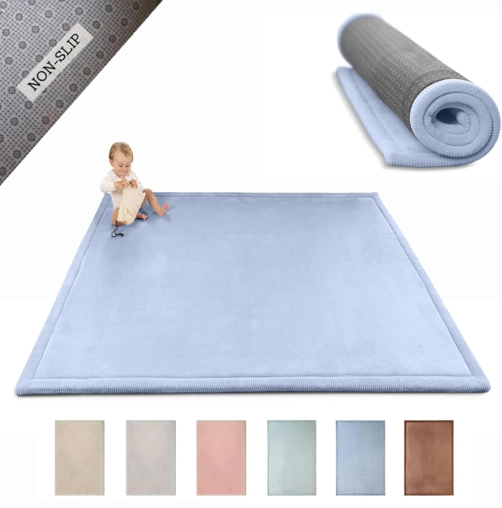 Hakuna Matte Spielmatte Baby 200x150x2,5cm, blau – Teppich für Kinderzimmer günstig online kaufen