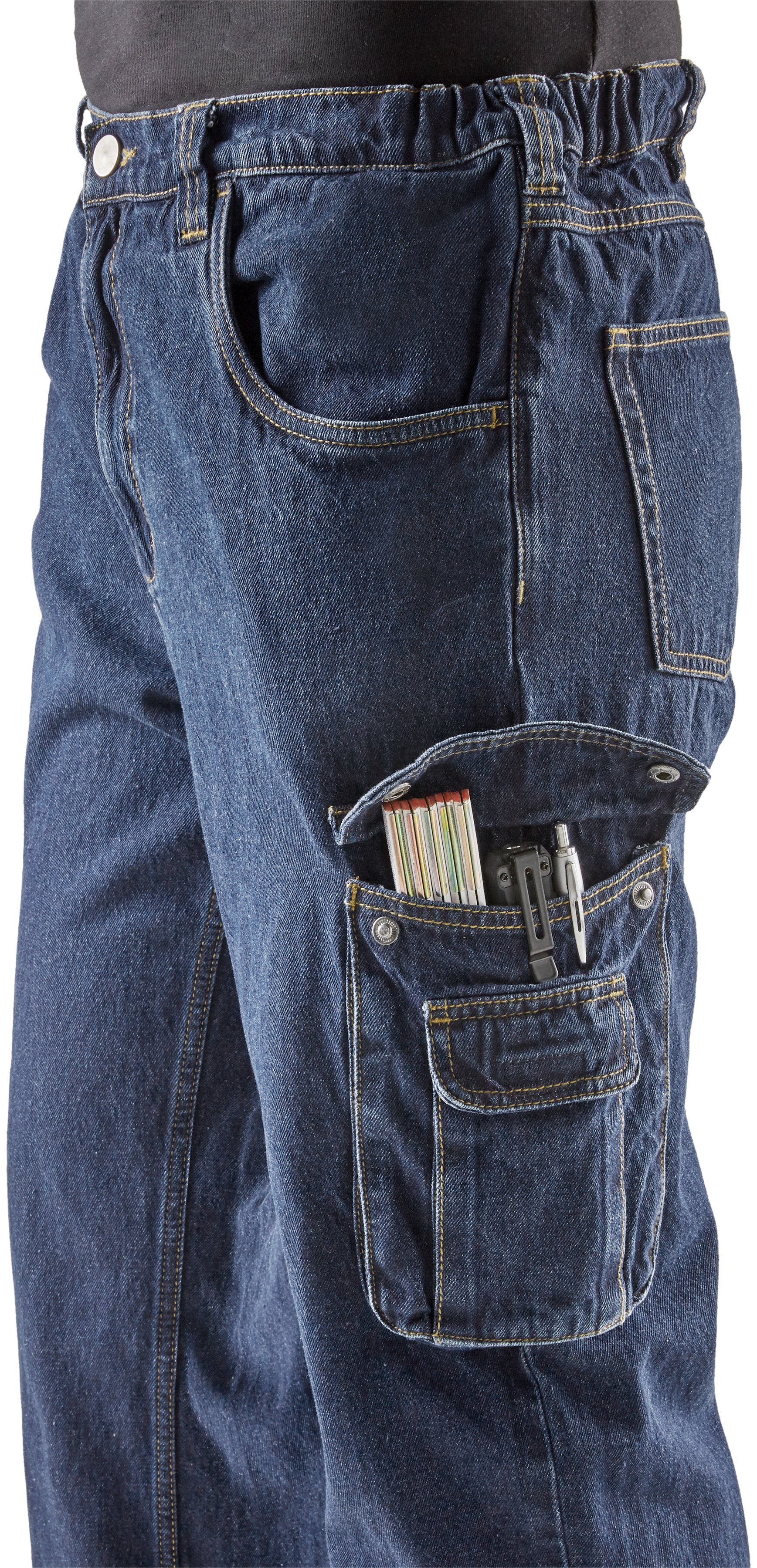 mit (aus 8 Jeansstoff, mit Northern Baumwolle, dehnbarem Bund, Worker Country Jeans robuster fit) Taschen Arbeitshose 100% comfort praktischen