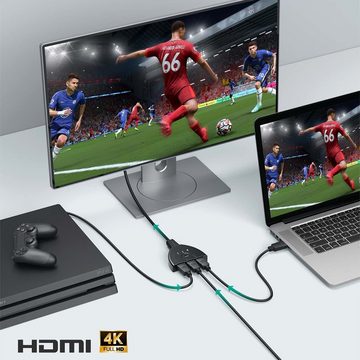 GelldG HDMI Splitter HDMI Switch, 4K HDMI Splitter 3 in 1 Out HDMI Verteiler Audio-Adapter