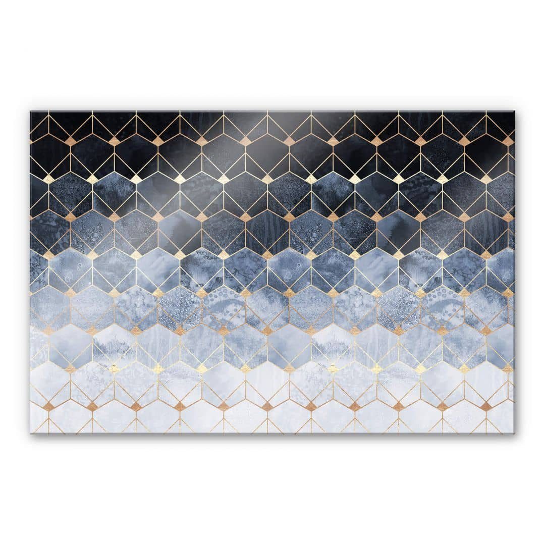 K&L Wall Küchenrückwand Glas Gemälde Gold Montagematerial Himmel Art Hexagon Wandschutz Spritzschutz inkl abstrakt