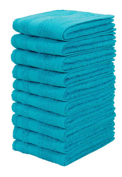 my home Handtuch Set Vanessa, 10 Seiftücher 30x30, Walkfrottee (Set, 10-St), Handtücher mit Bordüre, 100% Baumwolle, einfarbig, weich