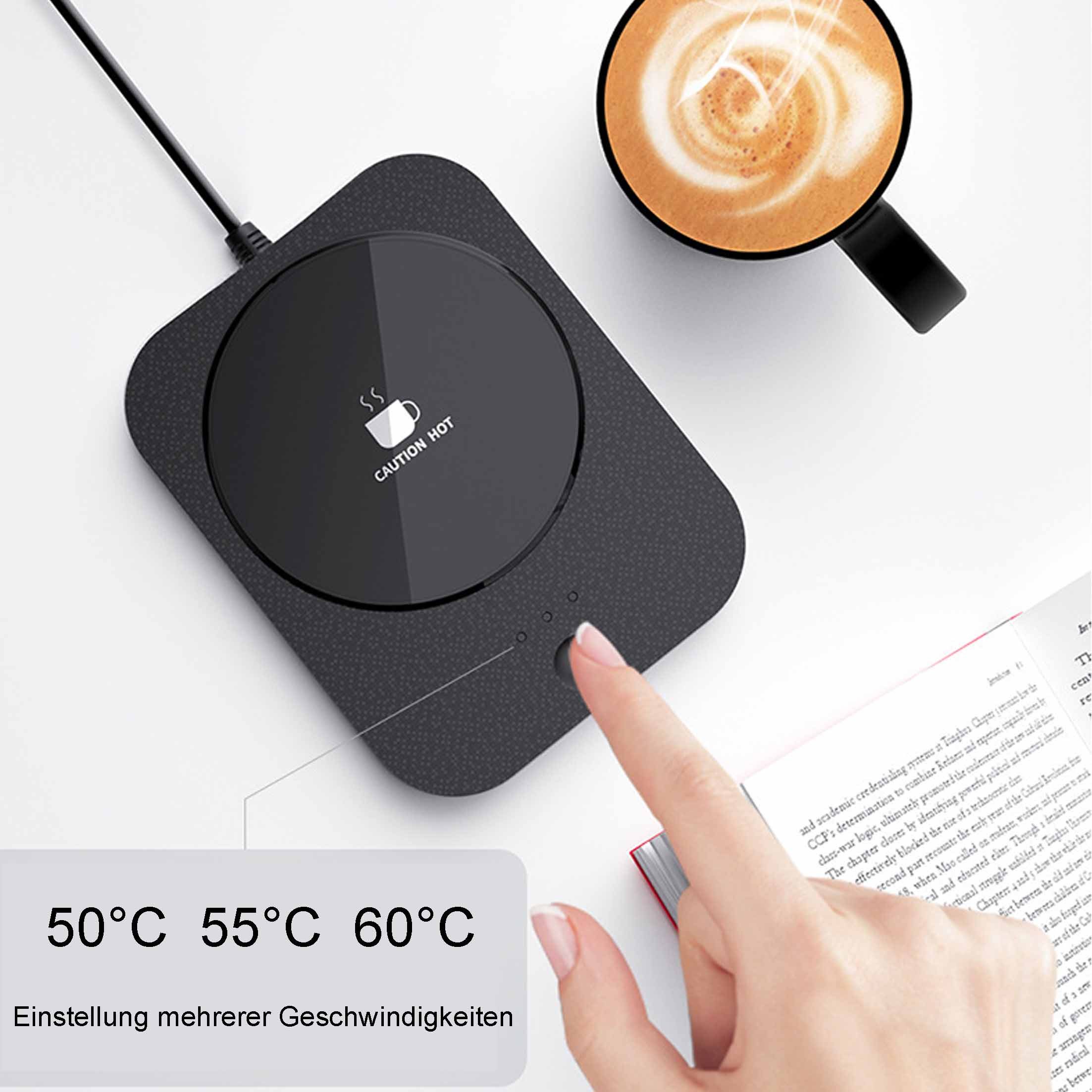 KINSI Getränkeuntersetzer Thermische Untersetzer, elektrisch beheizte Getränke, Kaffeewärmer, L x B x H: 15 x 11,5 x 1 cm, explosionsgeschütztes Glas