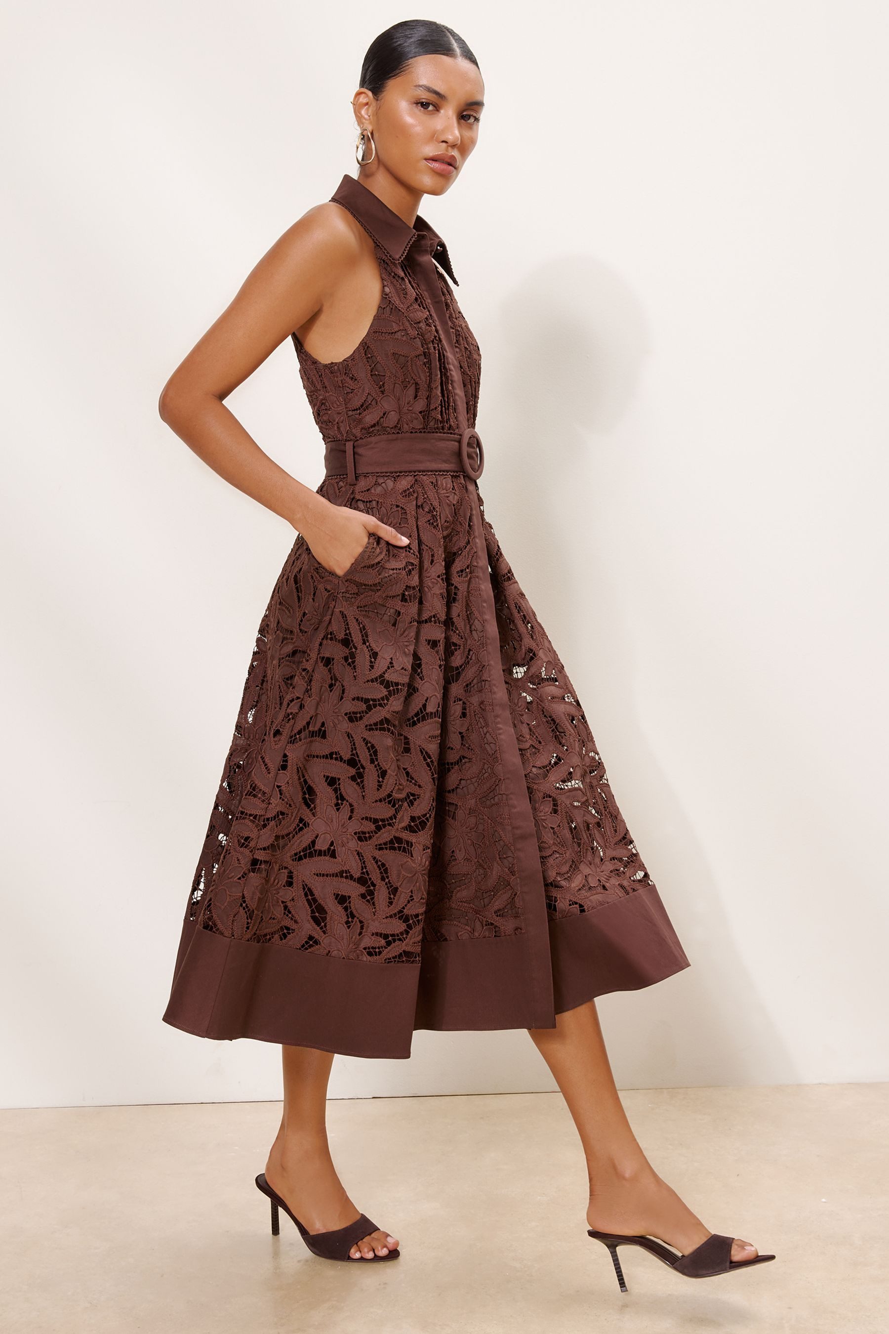 LIPSY Midikleid Lipsy Premium Midi-Hemdblusenkleid mit Spitze (1-tlg) – Bild 4 von 4