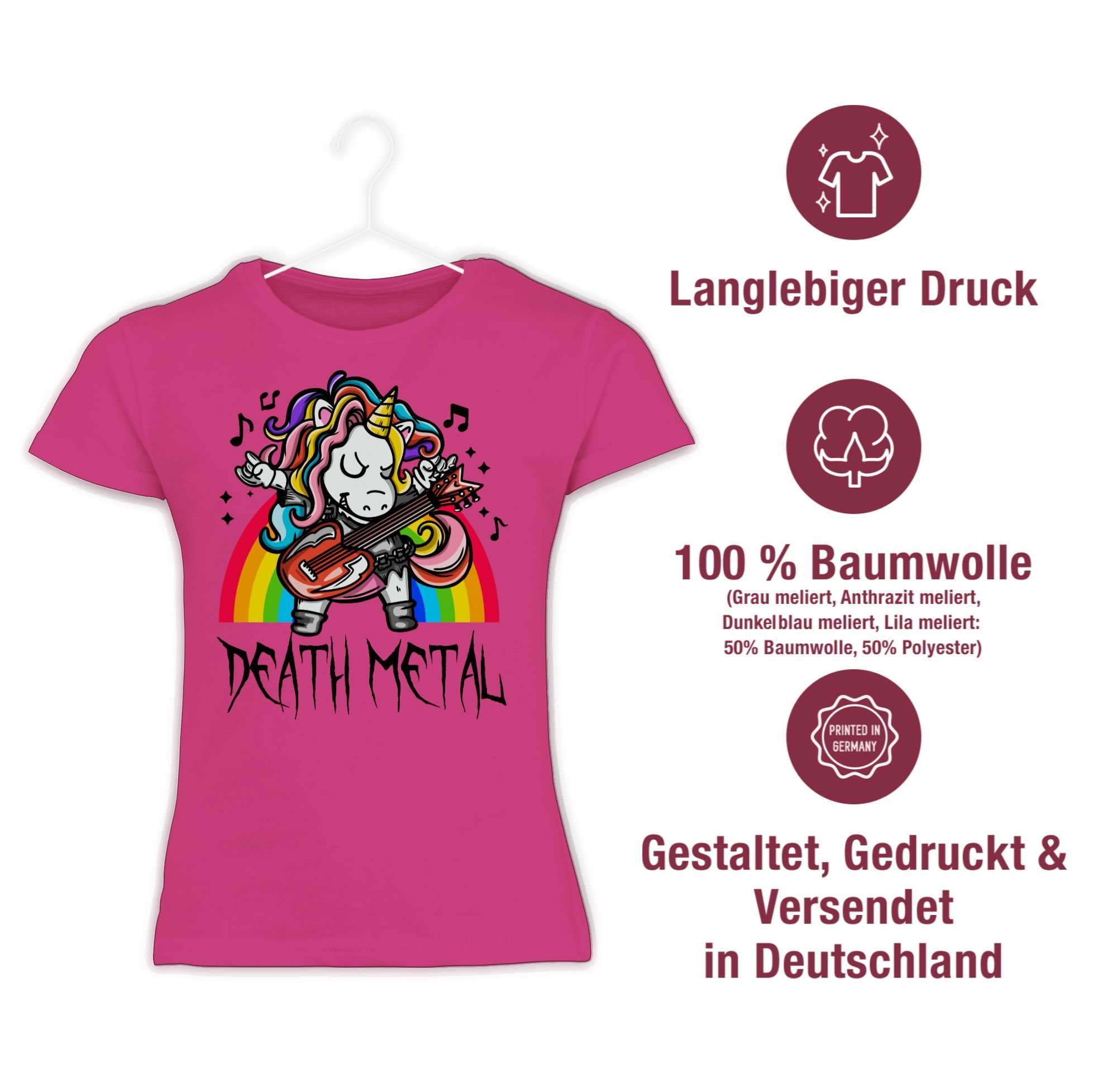 Shirtracer T-Shirt 1 Unicorn Metal Co - Kinderkleidung und Fuchsia Death Einhorn