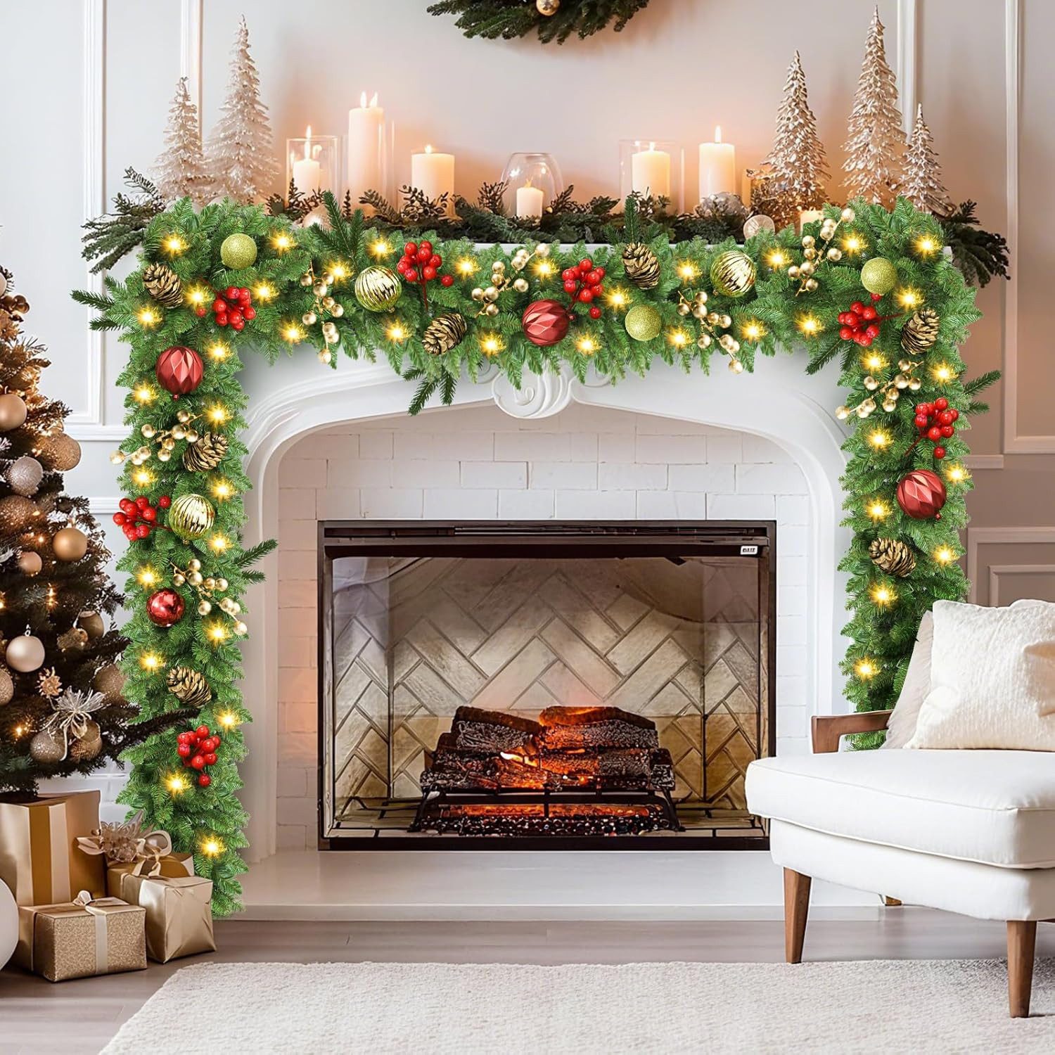 Kunstkranz Weihnachtsgirlande, Tannengirlande, Künstliche Weihnachtskranz, Coonoor, Weihnachtsdeko Girlande für Türen, Bögen, Treppen,Kamin, Haustür – Bild 2 von 5
