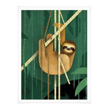 K&L Wall Art Poster Poster Braun Dschungel Waldtiere Faulpelz Deko Faultier, Kinderzimmer Wandbild modern