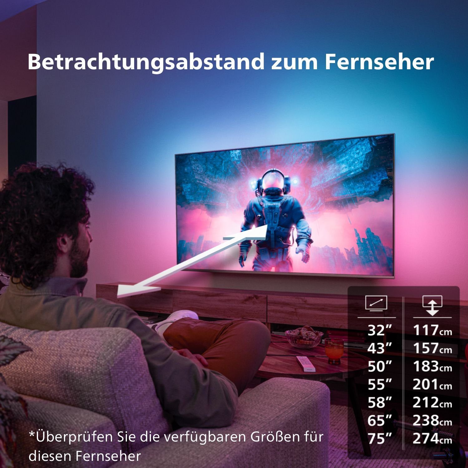 Zoll, 4K Smart-TV) TV, HD, (126 Philips cm/50 Google 50PUS8808/12 LED-Fernseher Ultra TV, Android