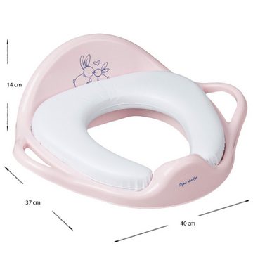 Tega-Baby Toilettentrainer 3 Teile Set - BUNNIES - Rosa - Toilette Sitz Brille Trainer Kinder, ** WC Aufsatz-Gepolstert + Töpfchen + Tritthocker **