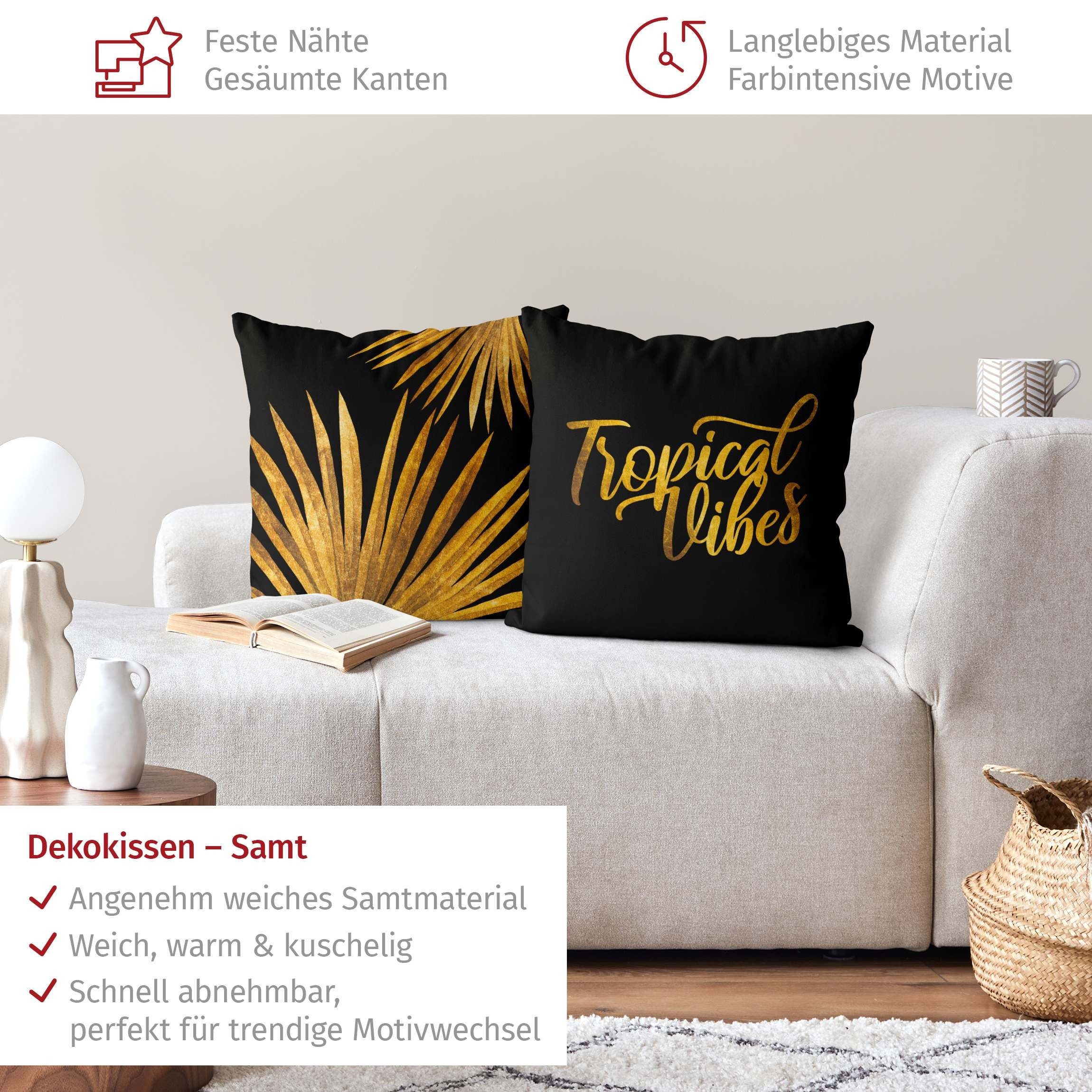 Bilderdepot24 Dekokissen 2-teilig drinnen Kissenhülle/ Sofakissen/ Zierkissen Kissenhülle gold, Bezug mit / ohne Füllung Zierkissen Outdoor Sofa Bett