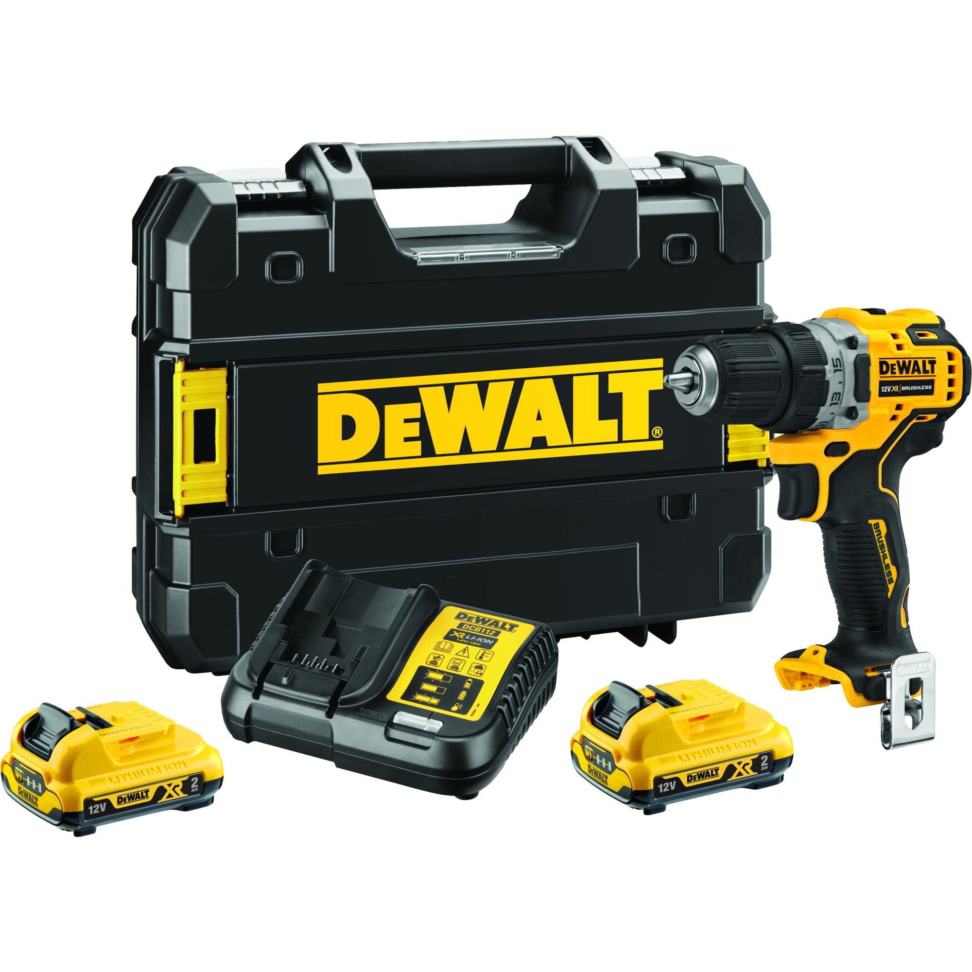 DeWalt Bohrmaschine DEWALT Akku-Bohrschrauber DCD701D2, 12Volt, (2x Li-Ion XR Akku 2Ah, in