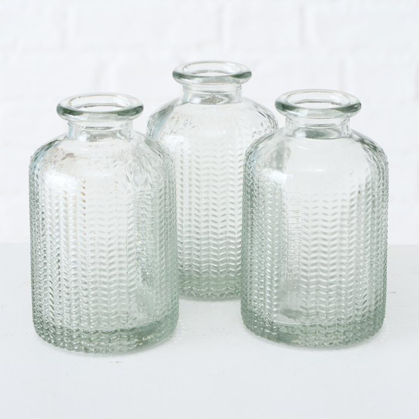 BOLTZE Dekovase Dekovase im 6er Set aus Glas mit Relief Optik - Transparent