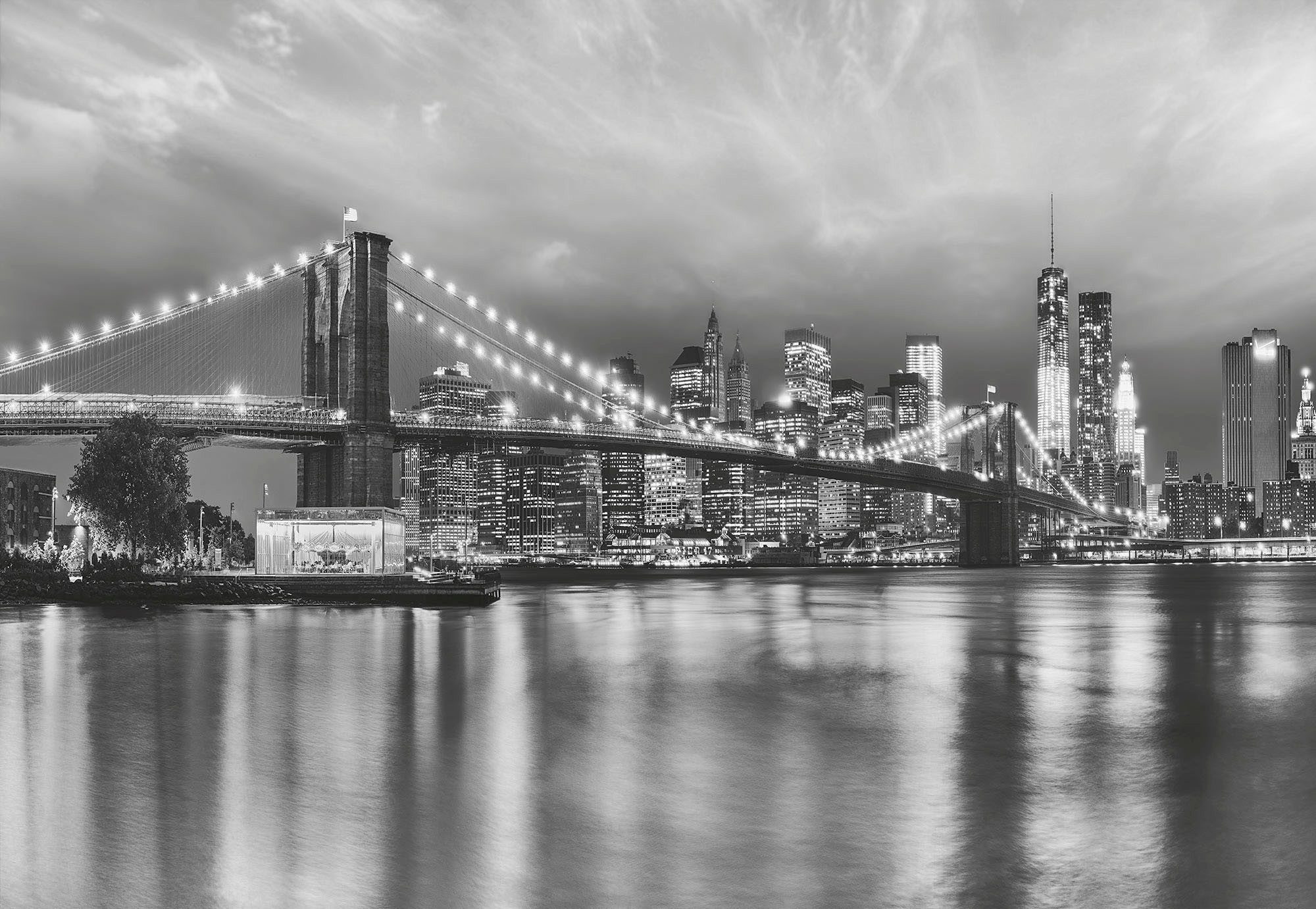 Komar Fototapete Brooklyn B/W - Größe 368 x 254 cm, glatt, bedruckt, (Packung, 1 St), Wohnzimmer, Schlafzimmer
