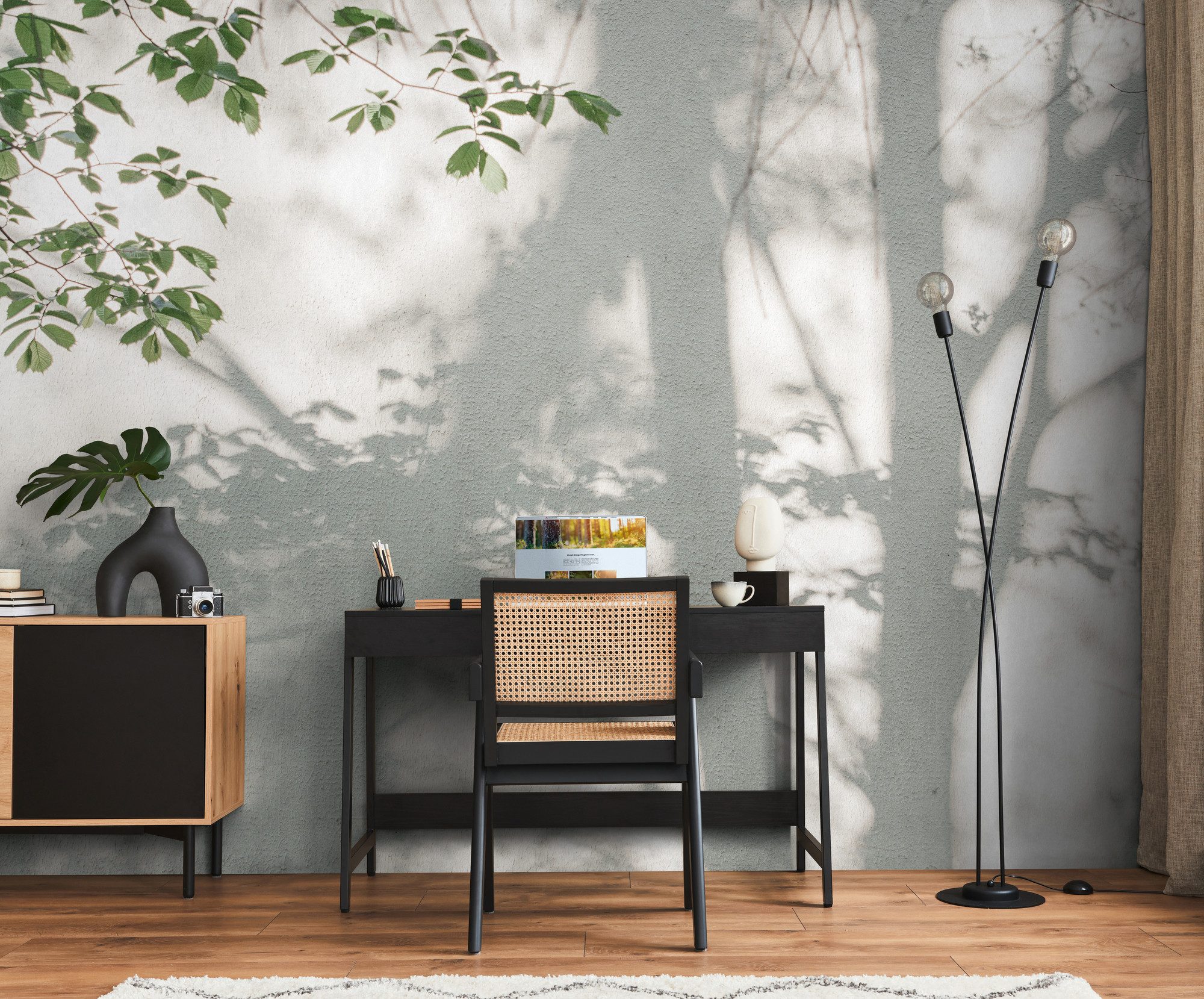 living walls Fototapete THE WALL III Fassadenoptik Tapete Motivtapete Blätt günstig online kaufen