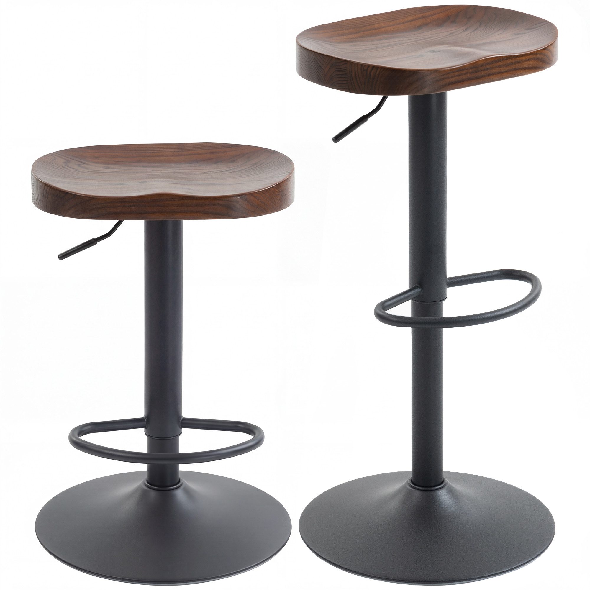 Barhocker Barstuhl mit Sattelsitz aus Ulmenholz