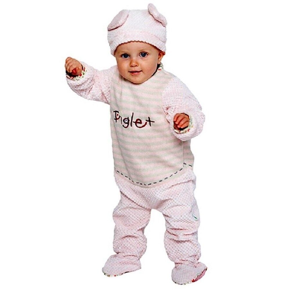 Plüschstil (2-tlg) Klettverschluss Strampler Piglet Gr.62/68 praktischer Overall Romper Kostüm Disney mit Baby