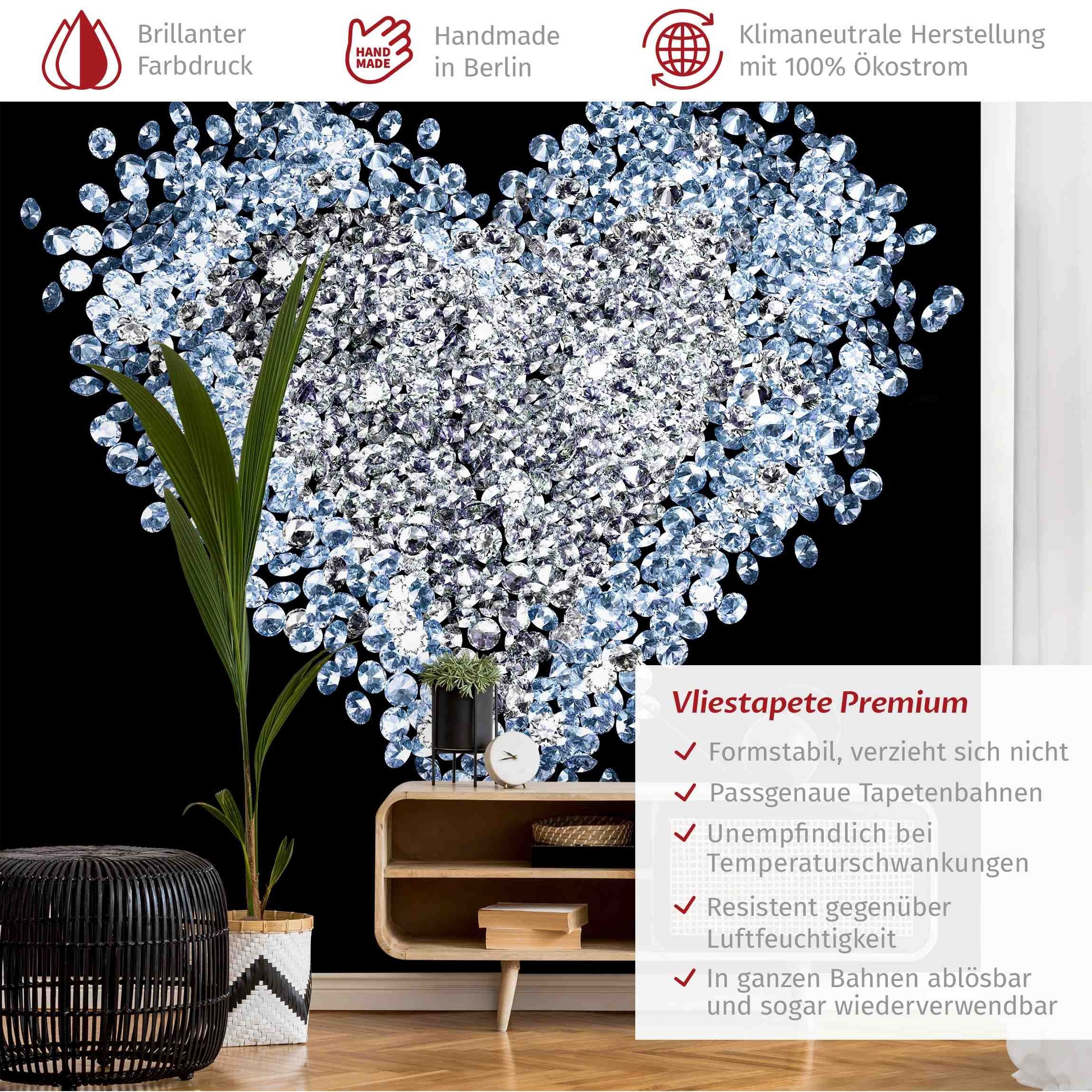 Bilderdepot24 Fototapete Herzen Diamant Herz Kristalle günstig online kaufen